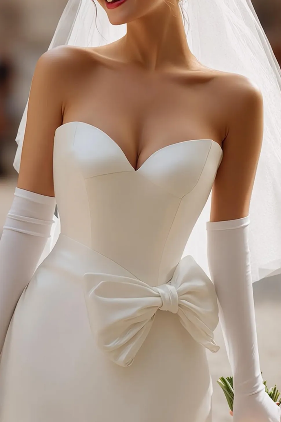 Vestido de Noiva Curto Bodycon Bodycon Sweetheart Ivory (sem luvas)