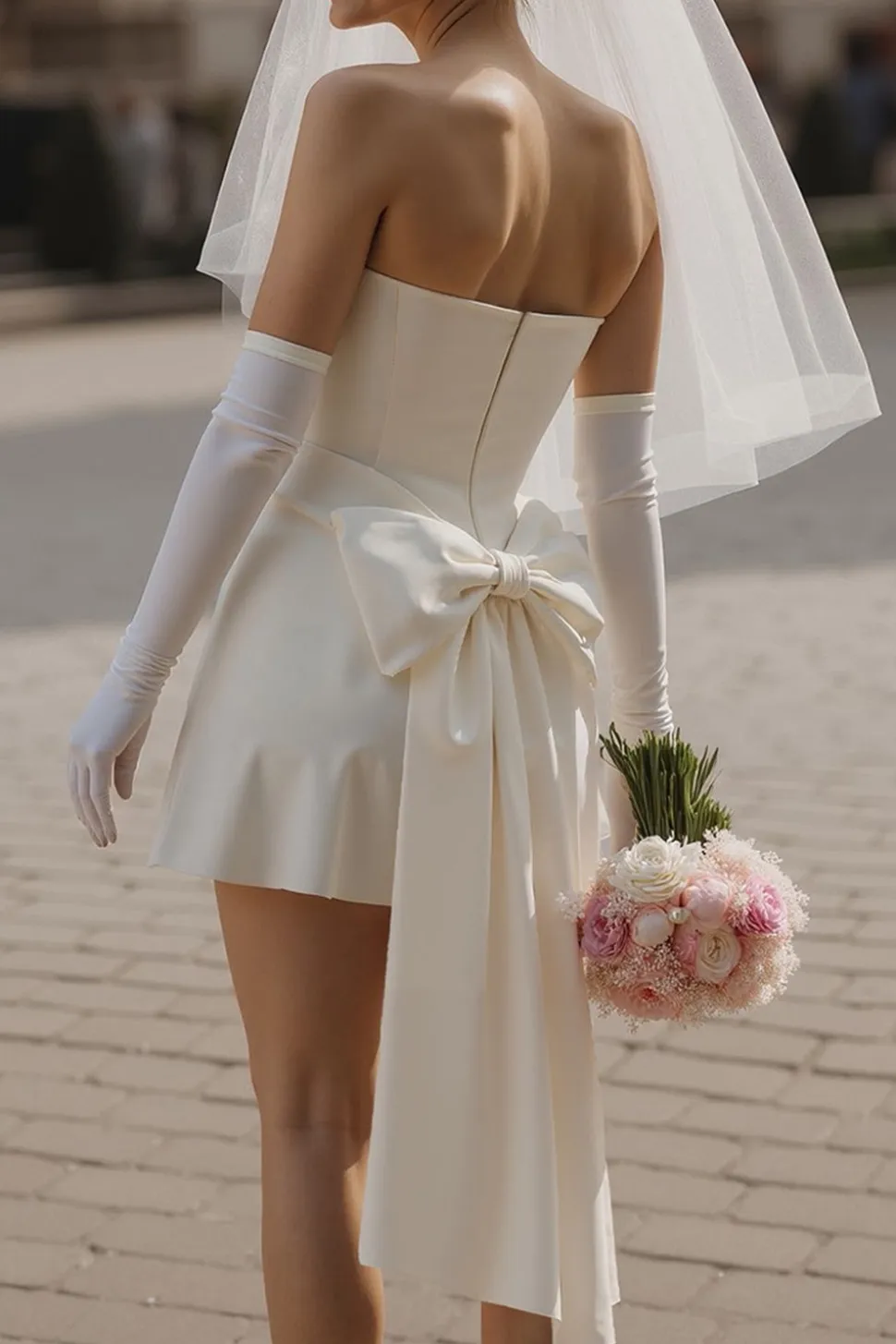 Vestido de Noiva Curto Bodycon Bodycon Sweetheart Ivory (sem luvas)