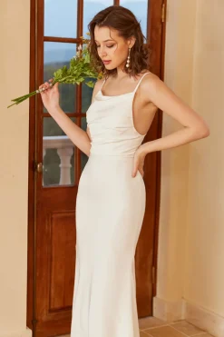 Vestido de noiva da sereia simples Boho