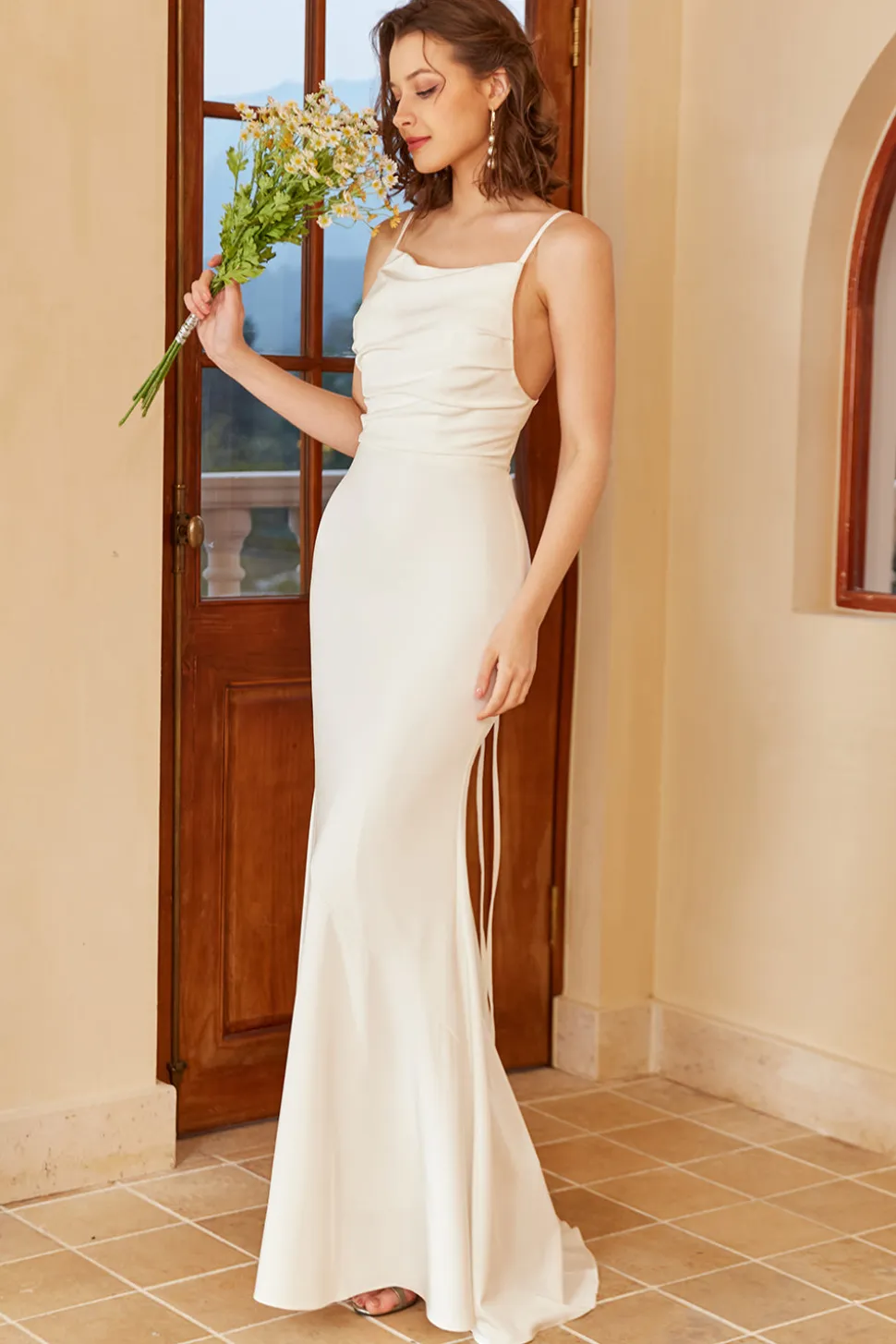 Vestido de noiva da sereia simples Boho