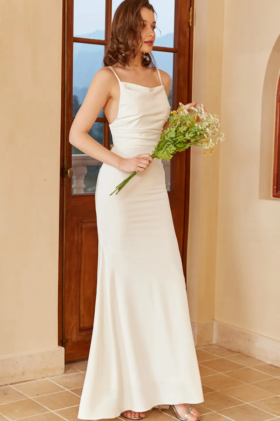 Vestido de noiva da sereia simples Boho
