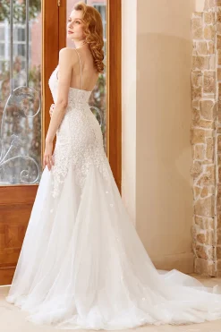 Vestido de noiva do trem de varrimento de sereia Chruch