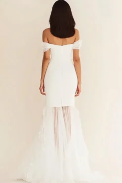 Vestido de Noiva Fora do Ombro Sereia Branco Longo