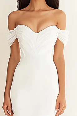 Vestido de Noiva Fora do Ombro Sereia Branco Longo