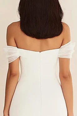 Vestido de Noiva Fora do Ombro Sereia Branco Longo