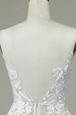 Vestido de noiva Ivory Tulle Backless com renda