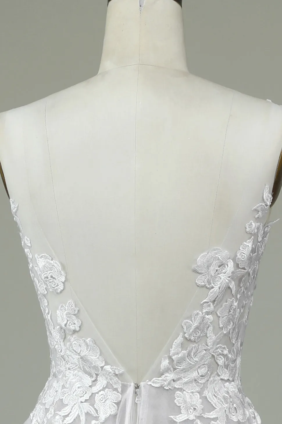 Vestido de noiva Ivory Tulle Backless com renda