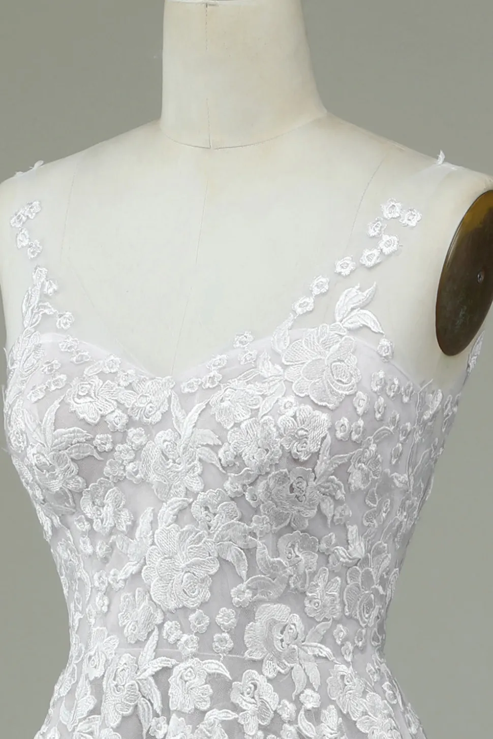 Vestido de noiva Ivory Tulle Backless com renda