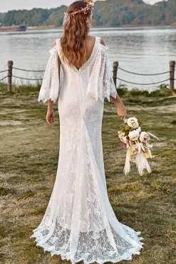 Vestido de noiva marfim boho