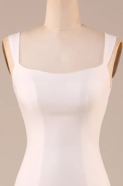 Vestido de noiva sereia de marfim simples com bowknot de volta