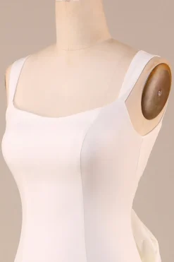 Vestido de noiva sereia de marfim simples com bowknot de volta