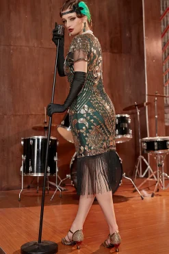 Vestido de pescoço redondo de 1920