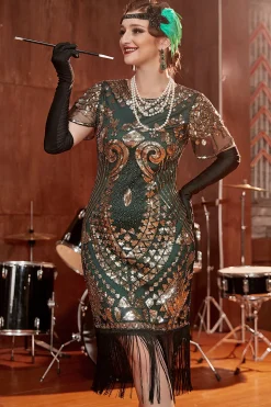 Vestido de pescoço redondo de 1920
