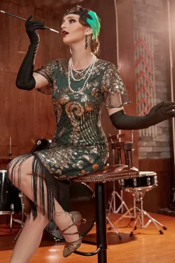 Vestido de pescoço redondo de 1920