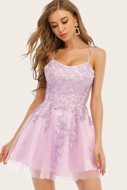 Vestido de regresso a casa de spaghetti cor-de-rosa