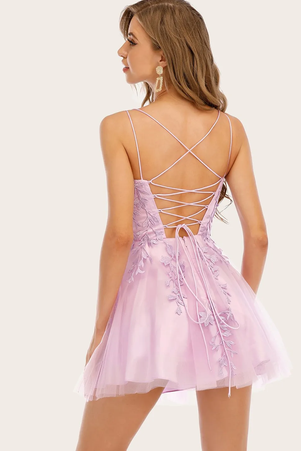 Vestido de regresso a casa de spaghetti cor-de-rosa