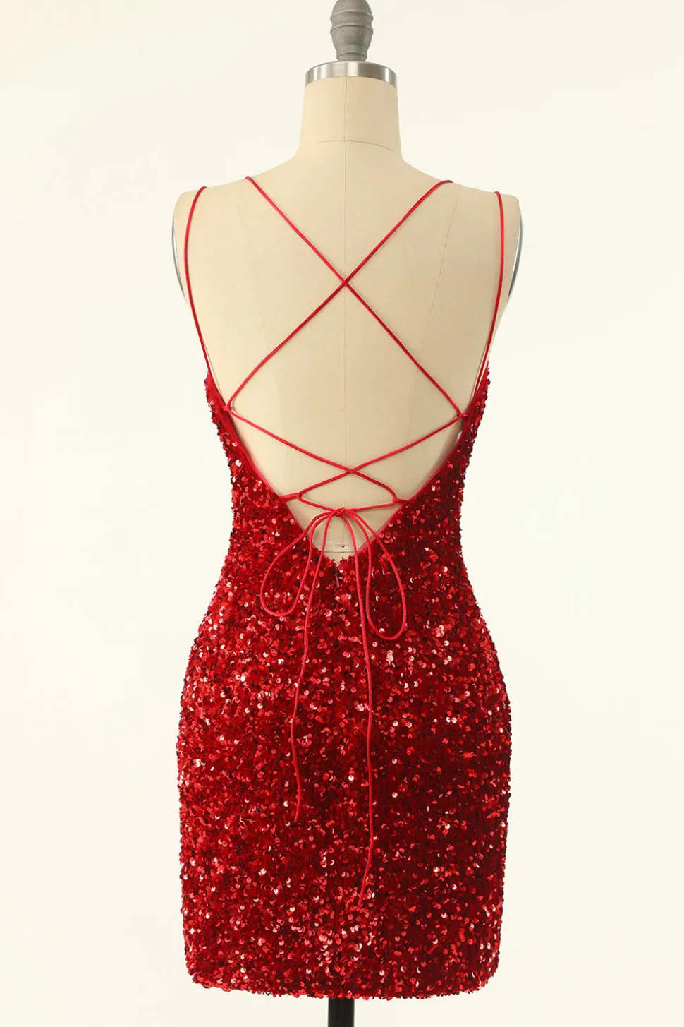Vestido de regresso a casa de lantejoulas vermelhas apertado
