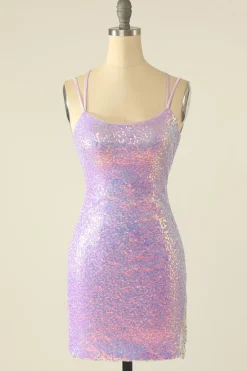 Vestido de regresso a casa de lantejoulas azuis
