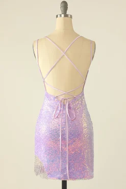 Vestido de regresso a casa de lantejoulas azuis