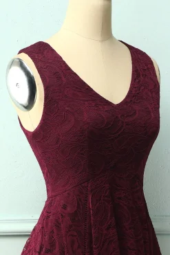 Vestido de Renda Assimétrico Borgonha