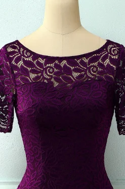 Vestido de Renda Bodycon em Uva