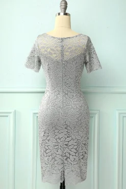 Vestido de renda cinza Bodycon