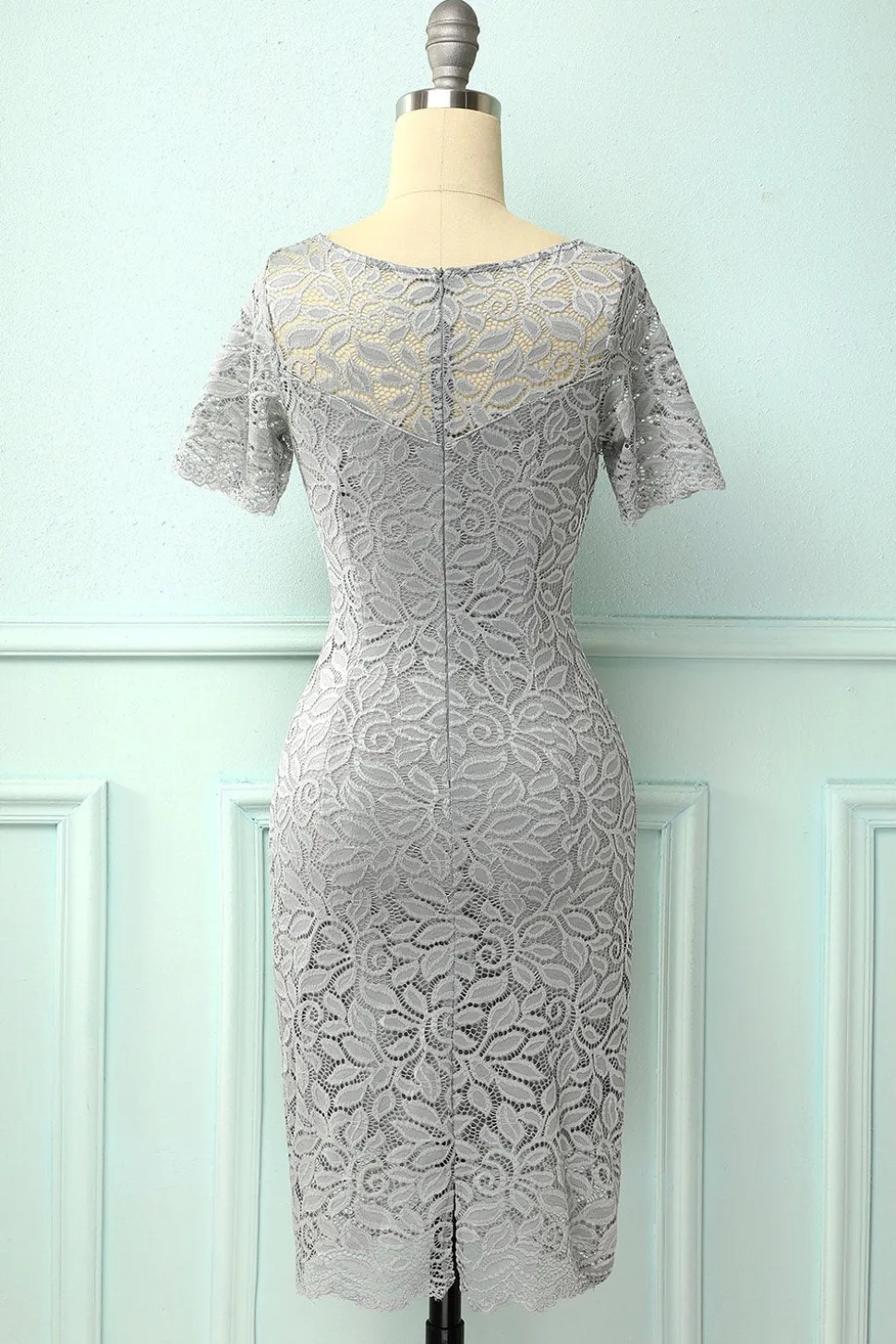 Vestido de renda cinza Bodycon