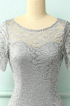 Vestido de renda cinza Bodycon