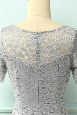 Vestido de renda cinza Bodycon
