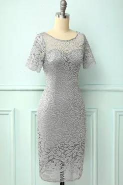 Vestido de renda cinza Bodycon