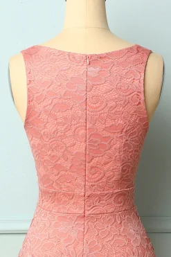 Vestido de renda com decote em v blush