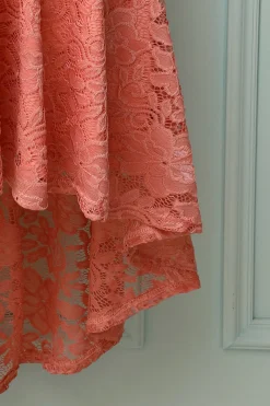 Vestido de renda com decote em v blush