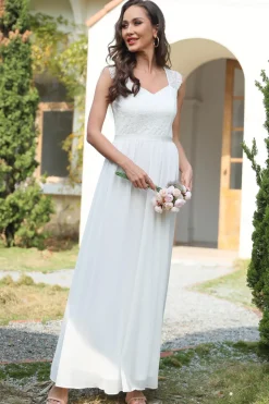 Vestido de renda comprida branca