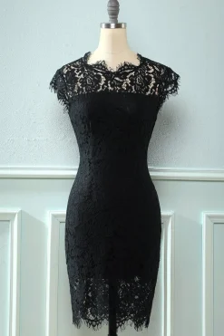 Vestido de renda de bodycon preto