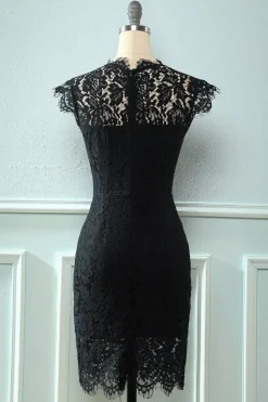 Vestido de renda de bodycon preto