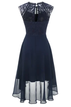 Vestido de renda de chiffon vermelho escuro