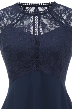 Vestido de renda de chiffon vermelho escuro