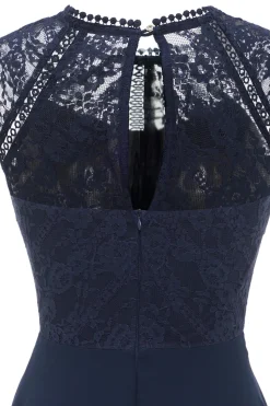 Vestido de renda de chiffon vermelho escuro