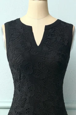 Vestido de renda floral preto