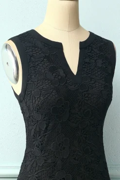 Vestido de renda floral preto