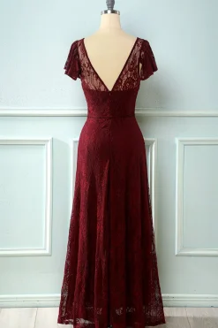 Vestido de renda longa da Marinha