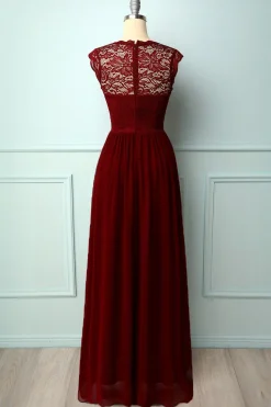 Vestido de renda vermelho escuro formal