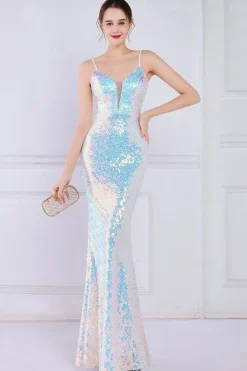 Vestido de sereia branca branca o seuiqned vestido de baile de sereia