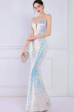 Vestido de sereia branca branca o seuiqned vestido de baile de sereia