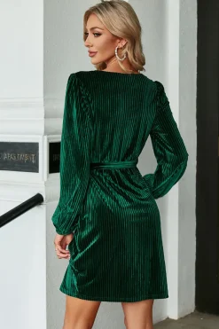 Vestido de veludo verde escuro