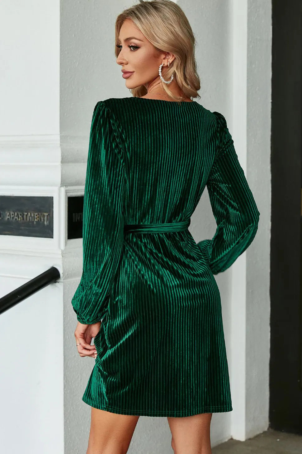 Vestido de veludo verde escuro