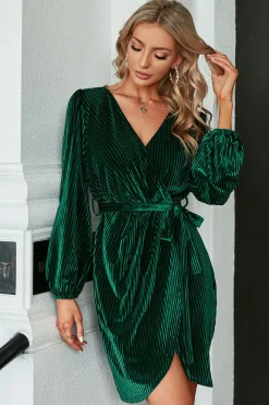 Vestido de veludo verde escuro