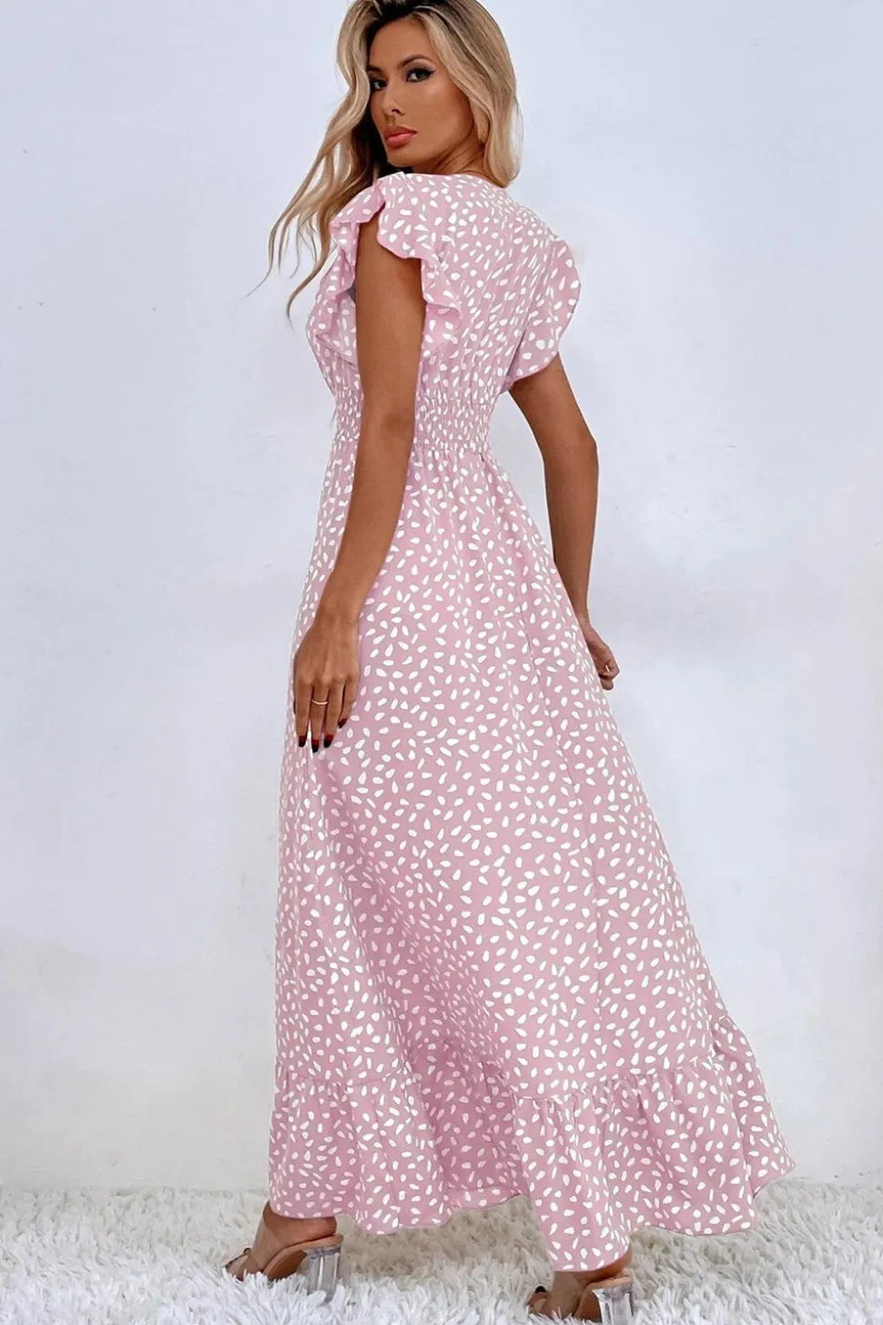 Vestido de Verã Longo Rio Khaki Linha-A Mangas Curtas