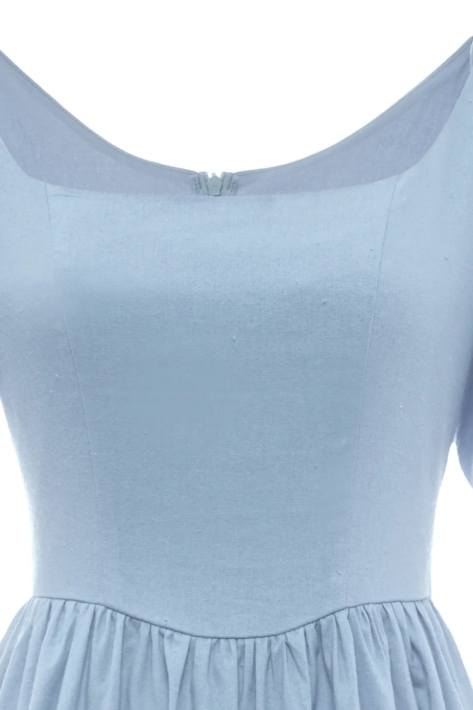 Vestido de verão azul de pescoço quadrado de estilo retro quadrado