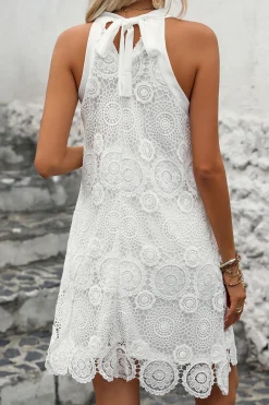 Vestido de Verão Cabeçada Linha-A Mini Renda